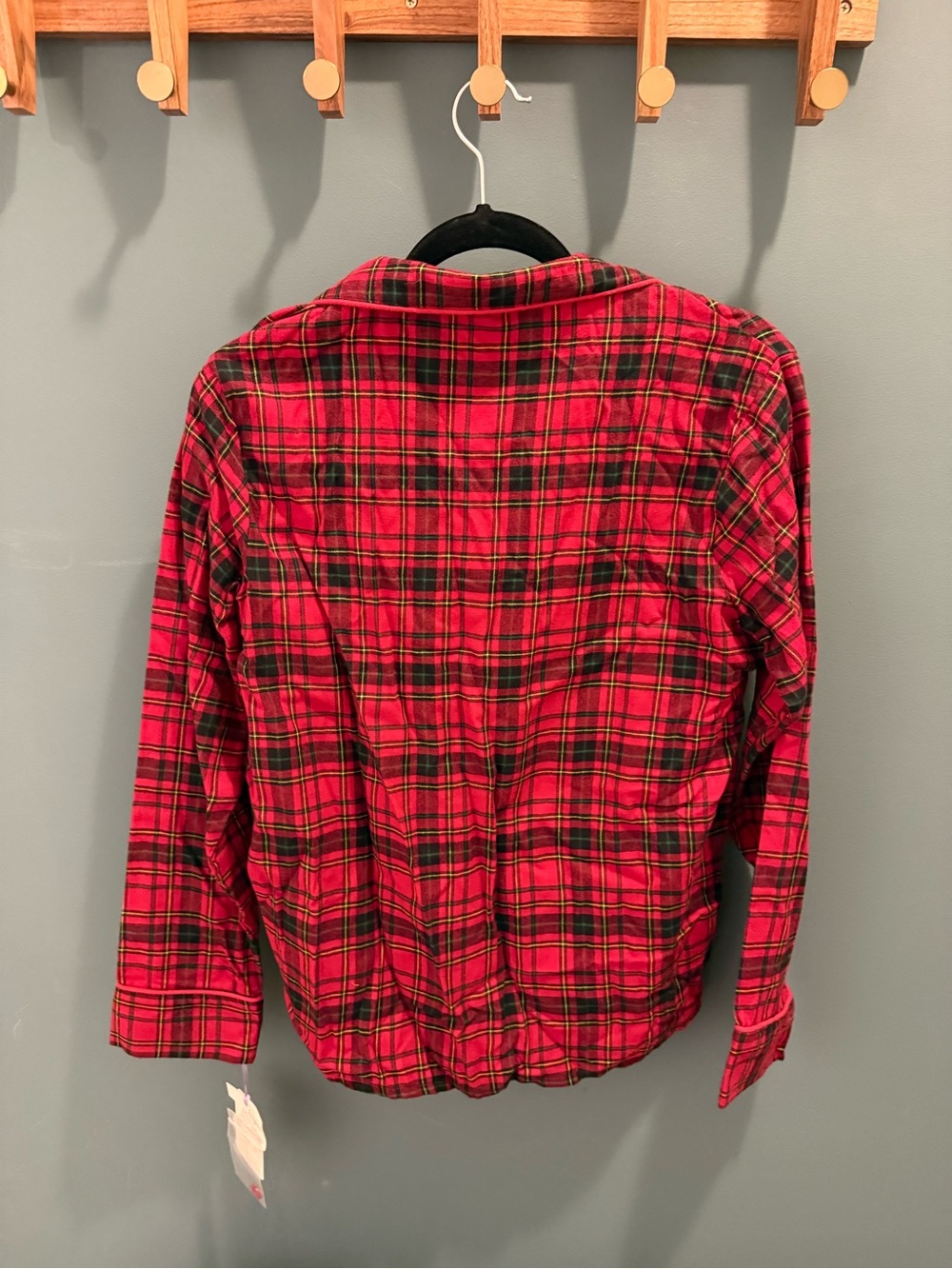 Red Plaid Cotton Pajama Top - Picture 3 of 5